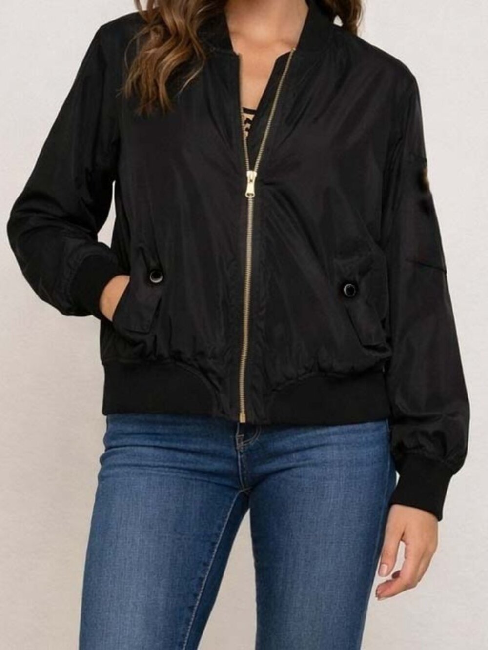 CI Sono by Cavalini Black Padded Bomber Flight Jacket Zip Jacket M